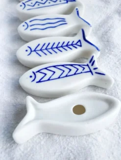 6 porte-couteaux poissons en céramique
