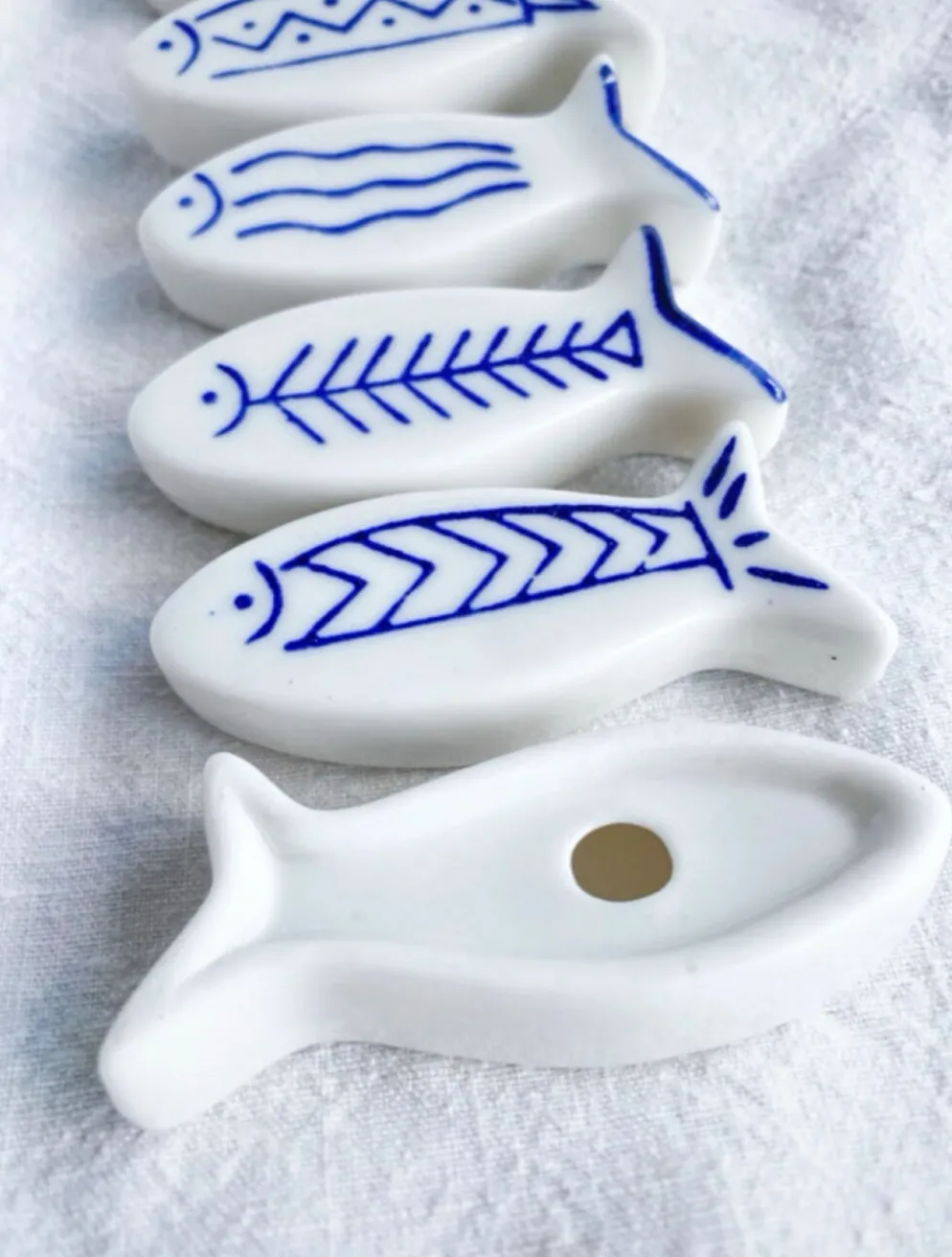 6 porte-couteaux poissons en céramique