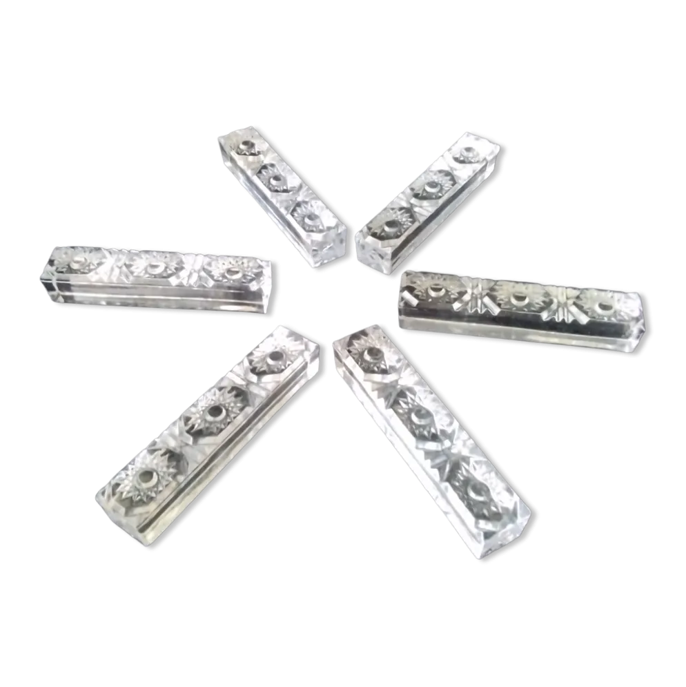 6 Porte couteaux rectangulaires Cristal au Plomb