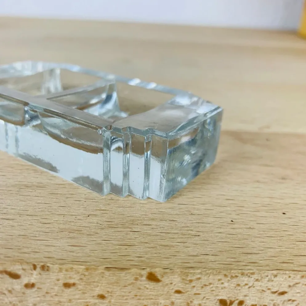 11 porte-couteaux verre art déco et salière