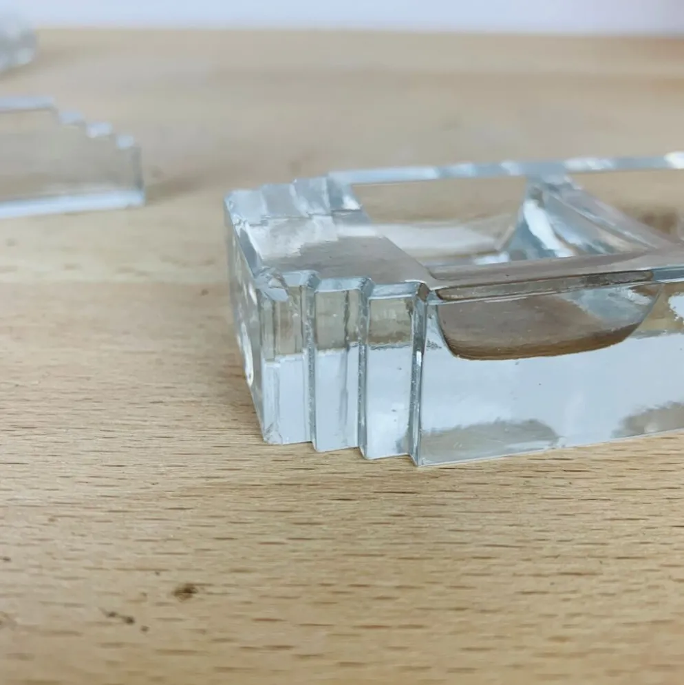 11 porte-couteaux verre art déco et salière