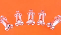 5 porte-couteaux verre transparent forme trèfle, 1950