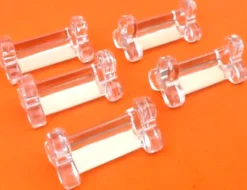 5 porte-couteaux verre transparent forme trèfle, 1950