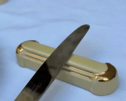 Porte-couteaux Vintage Art Déco – Céramique Beige crème et Liserés Or