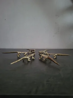 6 porte-couteaux vintage, crocodiles en laiton, en excellent état