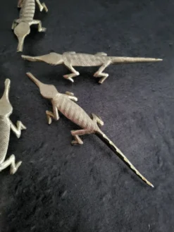 6 porte-couteaux vintage, crocodiles en laiton, en excellent état
