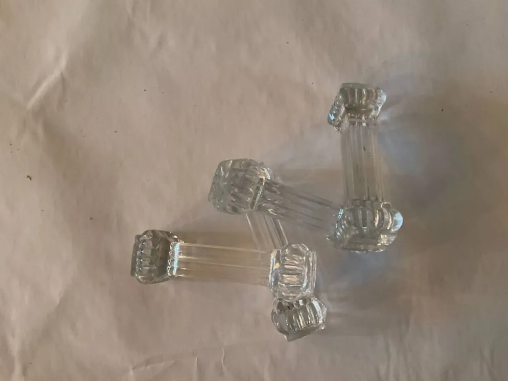 Porte-couteaux vintage en verre pressé – lot de 4 – style art déc