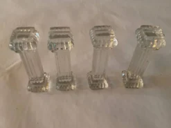 Porte-couteaux vintage en verre pressé – lot de 4 – style art déc