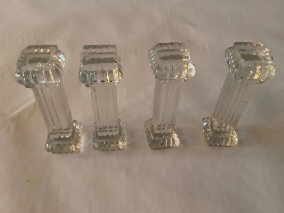 Porte-couteaux vintage en verre pressé – lot de 4 – style art déc