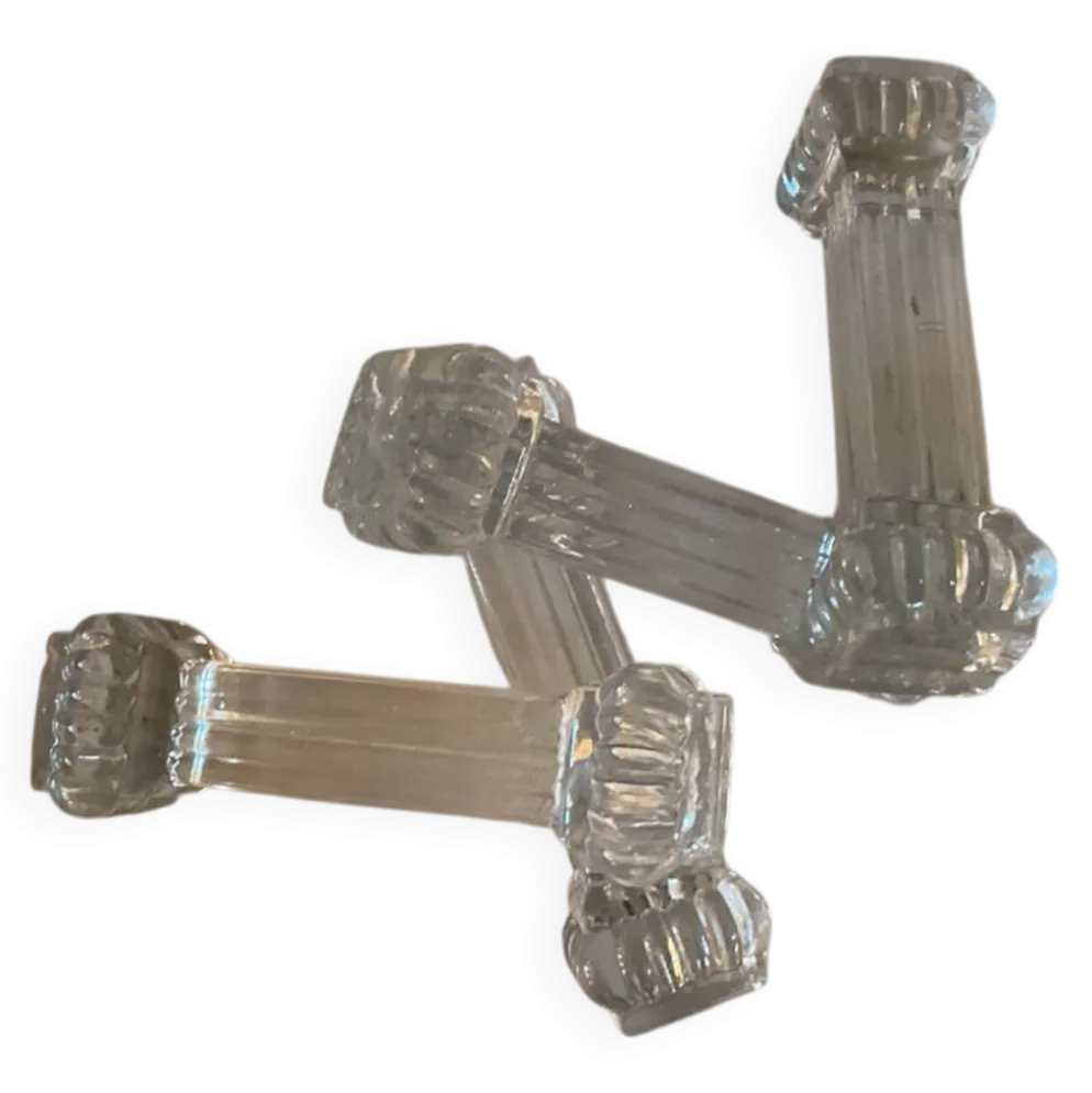 Porte-couteaux vintage en verre pressé – lot de 4 – style art déc
