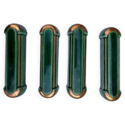 4 porte-couteaux vintage style Art Déco, émail vert émeraude et or