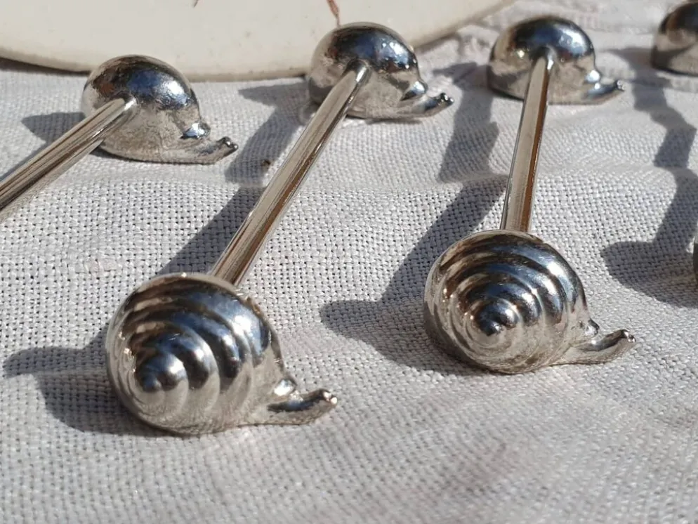 porte couteux escargot métal argenté