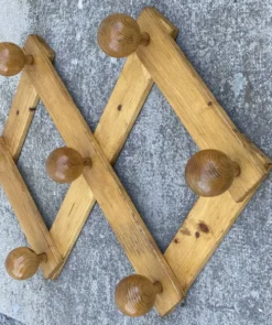 Portemanteau accordéon à grosses boules bois vintage 1980