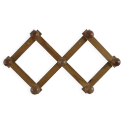 Porte-manteau accordéon vintage en pin
