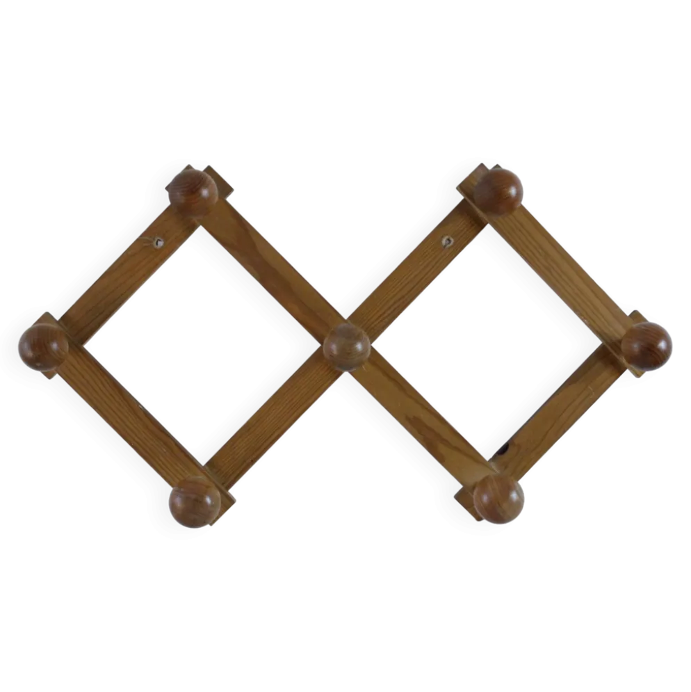 Porte-manteau accordéon vintage en pin