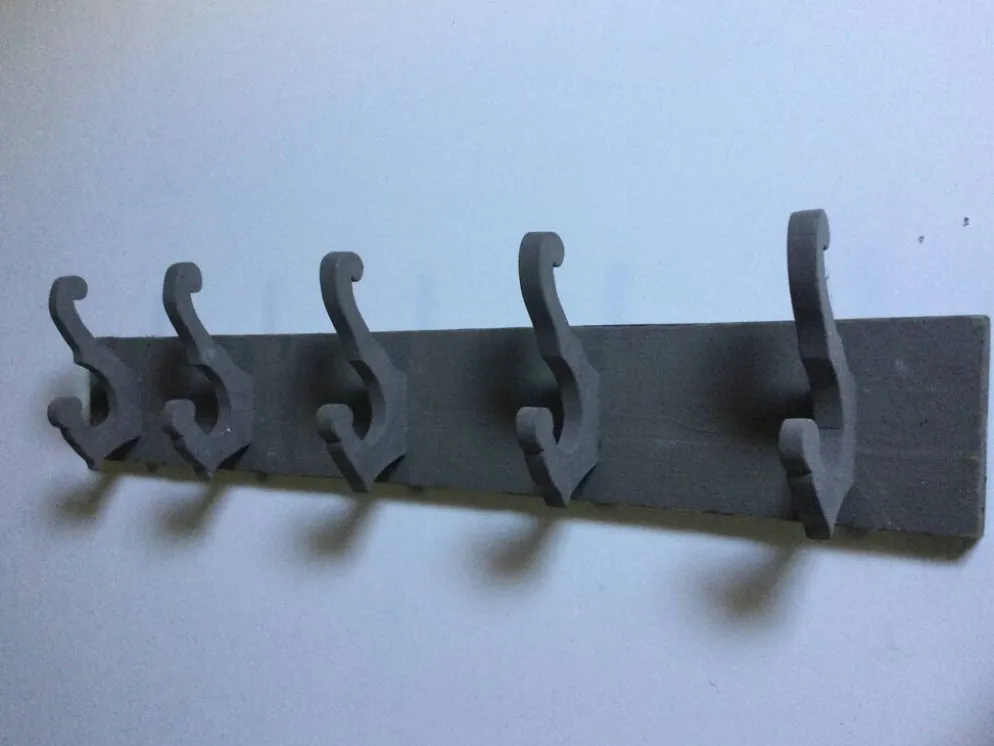 Porte manteau ancien bois peint 5 patères