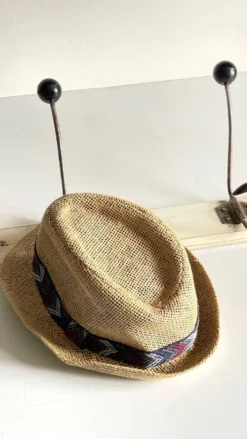 Portemanteau ancien d'ecole bois blanc