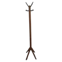 Porte-manteau ancien en bois blond, pieds compas