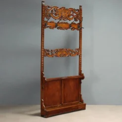 Porte-manteau ancien en hêtre teinté noyer, Italie, XIXe siècle