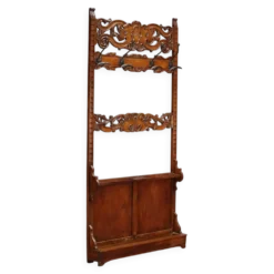 Porte-manteau ancien en hêtre teinté noyer, Italie, XIXe siècle