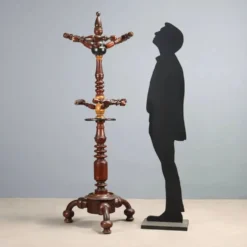 Porte-manteau ancien en orme et érable, Italie, XIXe siècle