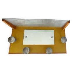 Porte manteau années 50 avec miroir patères métal et tablette verre