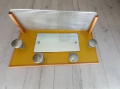 Porte manteau années 50 avec miroir patères métal et tablette verre