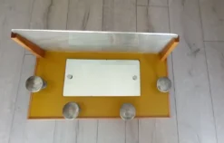 Porte manteau années 50 avec miroir patères métal et tablette verre
