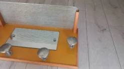 Porte manteau années 50 avec miroir patères métal et tablette verre