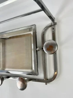 Porte-manteau Art Déco avec 5 crochets, miroir et étagère