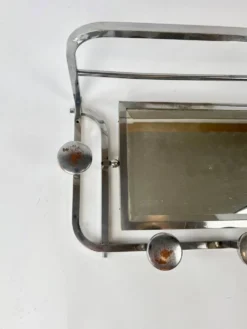 Porte-manteau Art Déco avec 5 crochets, miroir et étagère