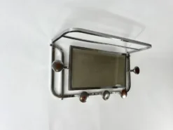 Porte-manteau Art Déco avec 5 crochets, miroir et étagère