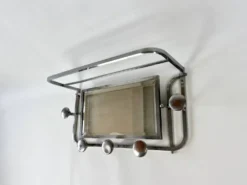 Porte-manteau Art Déco avec 5 crochets, miroir et étagère