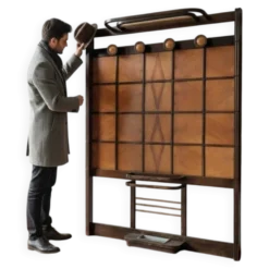 Porte-manteau Art déco sur pied en hêtre teinté, années 1920-30