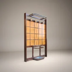 Porte-manteau Art déco sur pied en hêtre teinté, années 1920-30