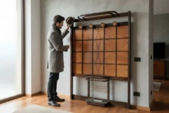 Porte-manteau Art déco sur pied en hêtre teinté, années 1920-30