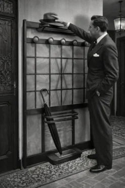 Porte-manteau Art déco sur pied en hêtre teinté, années 1920-30