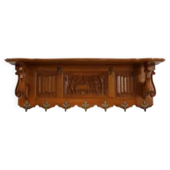 Porte-manteau belge en chêne du XXe siècle, de style baroque Bruegel