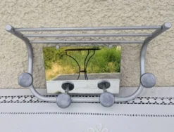 Porte-manteau chapeau mural vintage Style train avec miroir incliné