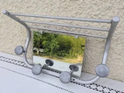 Porte-manteau chapeau mural vintage Style train avec miroir incliné
