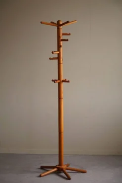 Porte-manteau décoratif en pin massif, style danois du milieu du siècle, années 1970