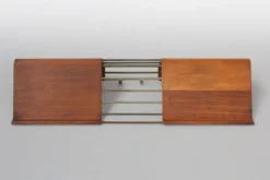 Porte-manteau de milieu de siècle en contreplaqué cintré attribué à De Coene, Belgique, années 1960.