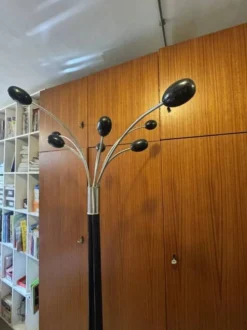 Porte-manteau design italien – Métal chromé et laqué noir – Années 1960-1970