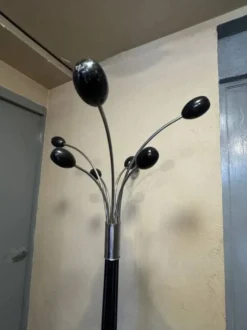 Porte-manteau design italien – Métal chromé et laqué noir – Années 1960-1970