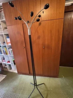 Porte-manteau design italien – Métal chromé et laqué noir – Années 1960-1970