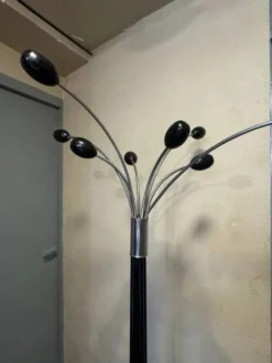 Porte-manteau design italien – Métal chromé et laqué noir – Années 1960-1970