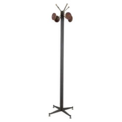 Porte-manteau de sol vintage des années 60 en métal noir et bois, design italien