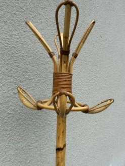 Porte-manteau en bambou et rotin italien, années 1970