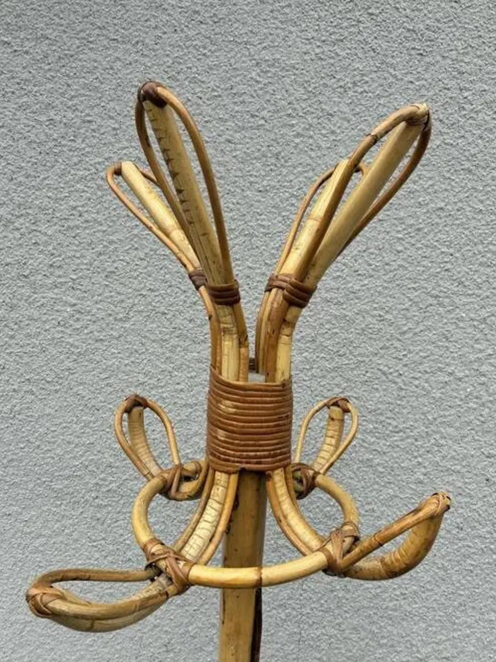 Porte-manteau en bambou et rotin italien, années 1970