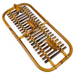 Porte-manteau en bambou et rotin de style milieu du siècle attribué à Olaf Von Bohr, Italie, années 1950
